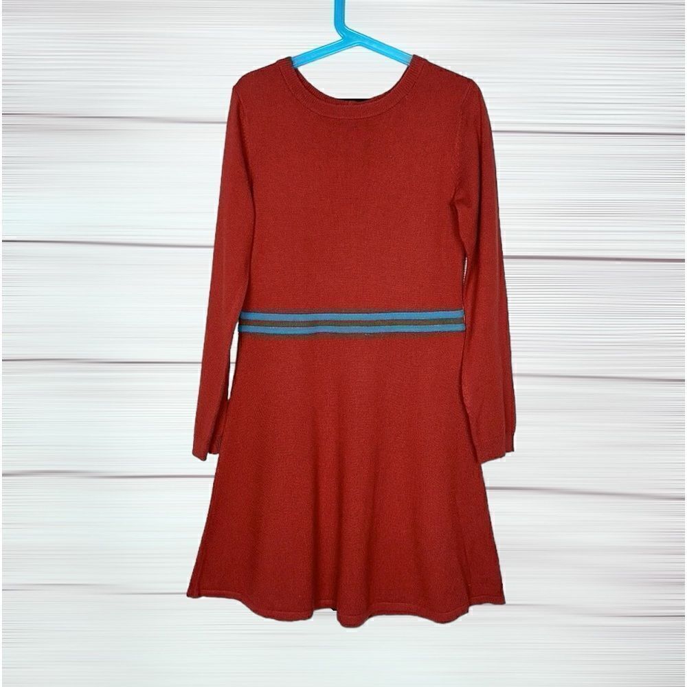 Jacadi Paris Maroon Knit Dress Cotton Wool Blend Long Sleeve 10A (140cm)